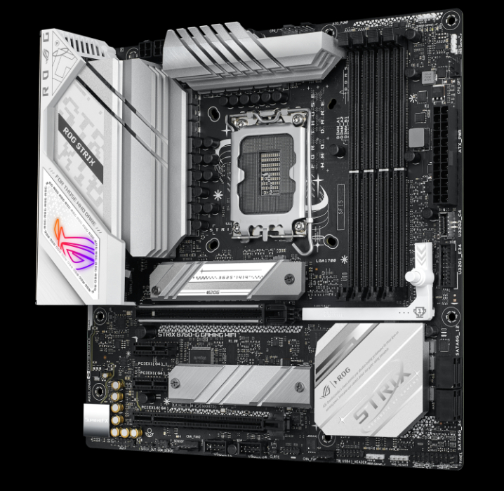  B760 m-ATX Motherboard: 1700 Socket For Intel 14th/13th/12 Gen. Processors<br>4x DDR5, 4x SATA 6Gb/s, PCIe 5.0, 2x M.2 Gen4, USB 3.2, 2.5Gb LAN, Wi-Fi 6E + Bluetooth 5.3, ROG SupremeFX 7.1 Audio, HDMI/DP  